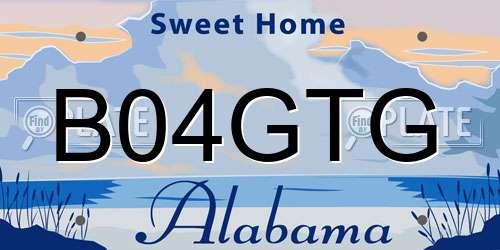 B04GTG Alabama License Plate