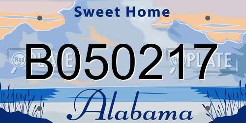 B050217 Alabama License Plate