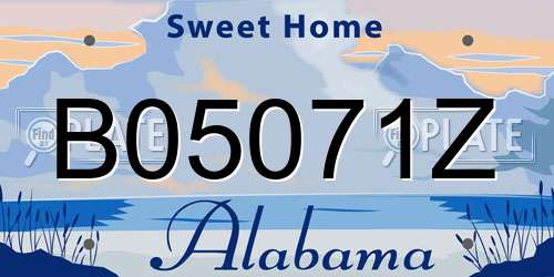 B05071Z Alabama License Plate