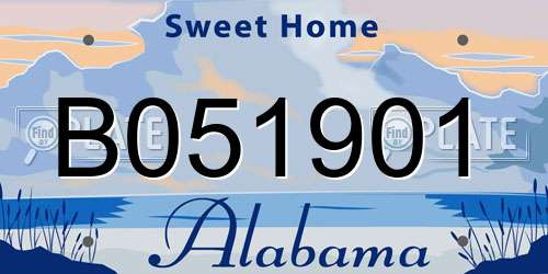 B051901 Alabama License Plate
