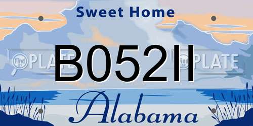 B052II Alabama License Plate