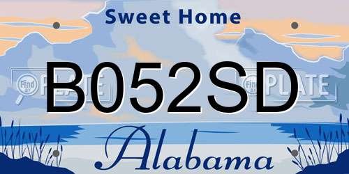 B052SD Alabama License Plate