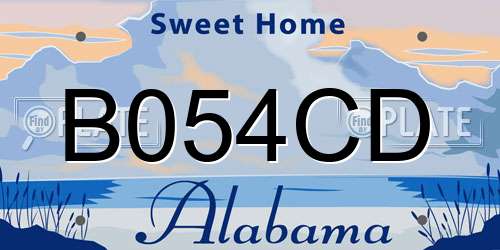 B054CD Alabama License Plate