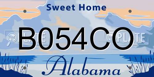 B054CO Alabama License Plate