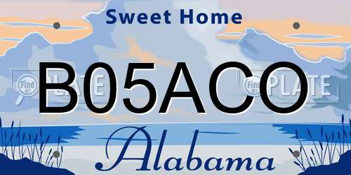 B05ACO Alabama License Plate