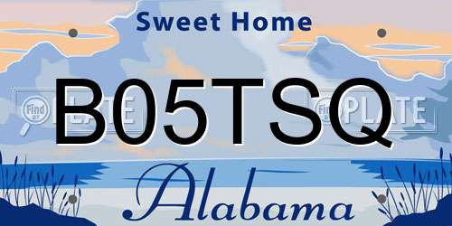 B05TSQ Alabama License Plate