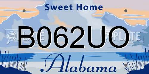 B062UO Alabama License Plate