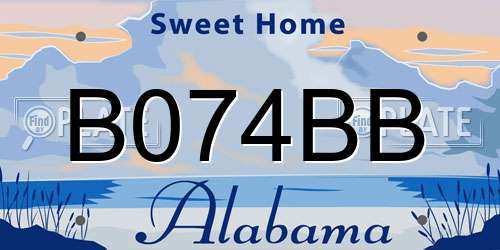 B074BB Alabama License Plate