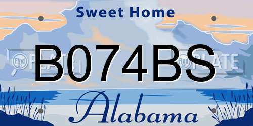 B074BS Alabama License Plate