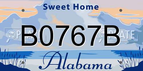 B0767B Alabama License Plate