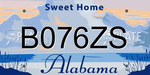 B076ZS Alabama License Plate