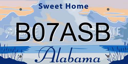 B07ASB Alabama License Plate