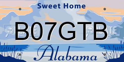 B07GTB Alabama License Plate