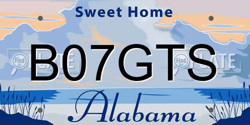 B07GTS Alabama License Plate
