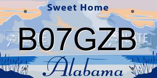 B07GZB Alabama License Plate