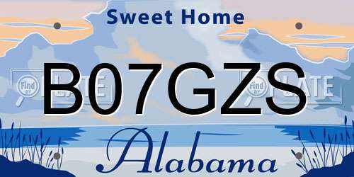 B07GZS Alabama License Plate