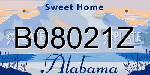 B08021Z Alabama License Plate