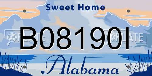 B08190I Alabama License Plate