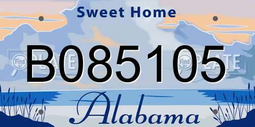 B085105 Alabama License Plate
