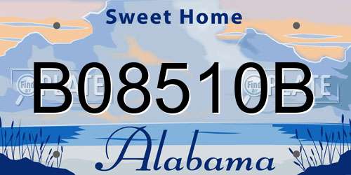 B08510B Alabama License Plate