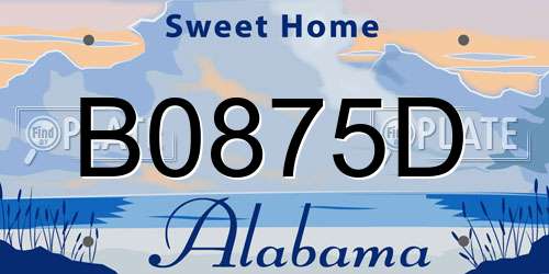 B0875D Alabama License Plate