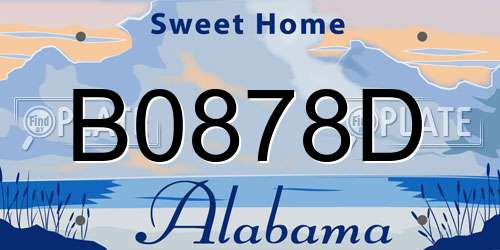 B0878D Alabama License Plate