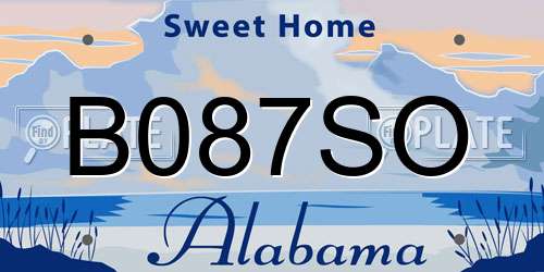 B087SO Alabama License Plate