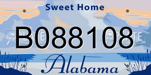 B088108 Alabama License Plate