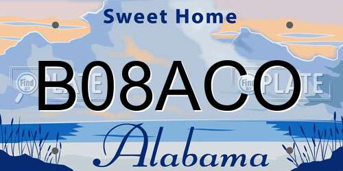 B08ACO Alabama License Plate