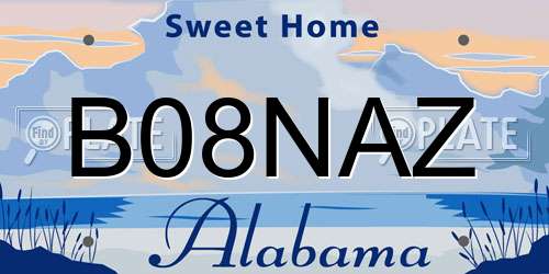 B08NAZ Alabama License Plate