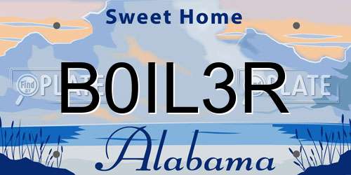 B0IL3R Alabama License Plate