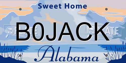 B0JACK Alabama License Plate