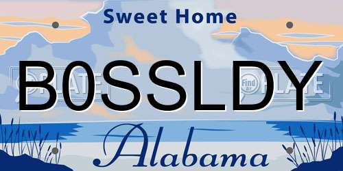 B0SSLDY Alabama License Plate