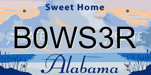 B0WS3R Alabama License Plate