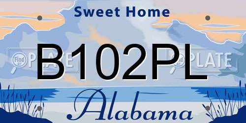 B102PL Alabama License Plate
