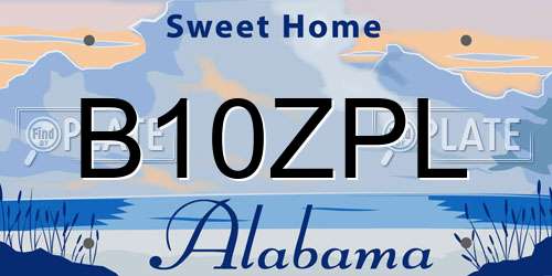 B10ZPL Alabama License Plate