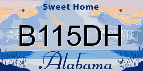 B115DH Alabama License Plate