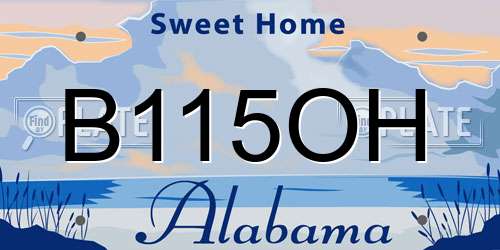 B115OH Alabama License Plate