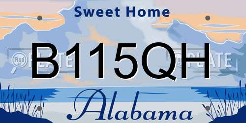 B115QH Alabama License Plate
