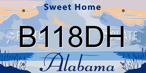 B118DH Alabama License Plate