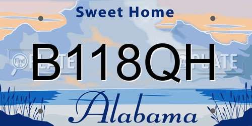 B118QH Alabama License Plate