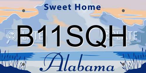 B11SQH Alabama License Plate