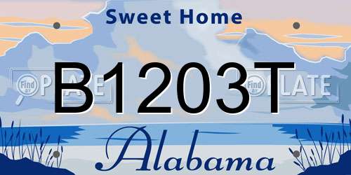 B1203T Alabama License Plate