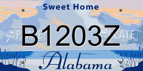 B1203Z Alabama License Plate