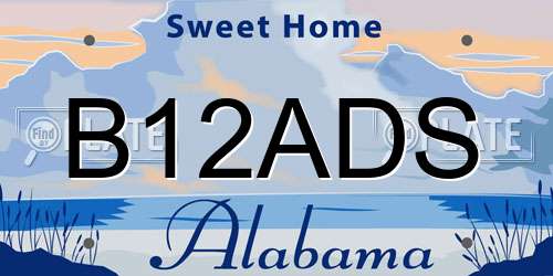 B12ADS Alabama License Plate
