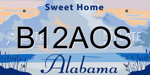 B12AOS Alabama License Plate