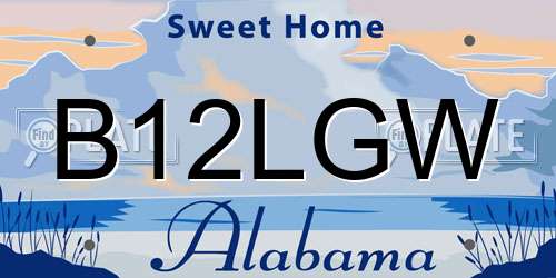 B12LGW Alabama License Plate