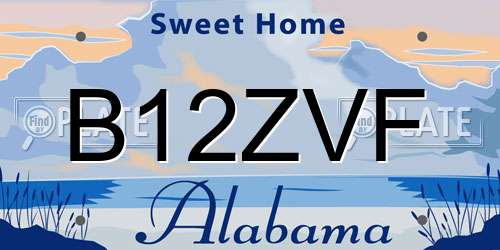 B12ZVF Alabama License Plate