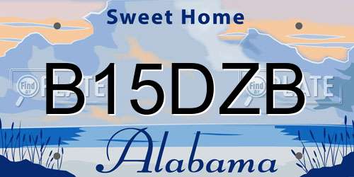 B15DZB Alabama License Plate