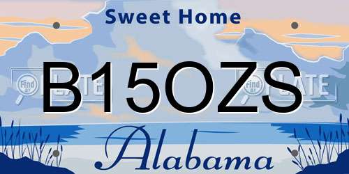 B15OZS Alabama License Plate